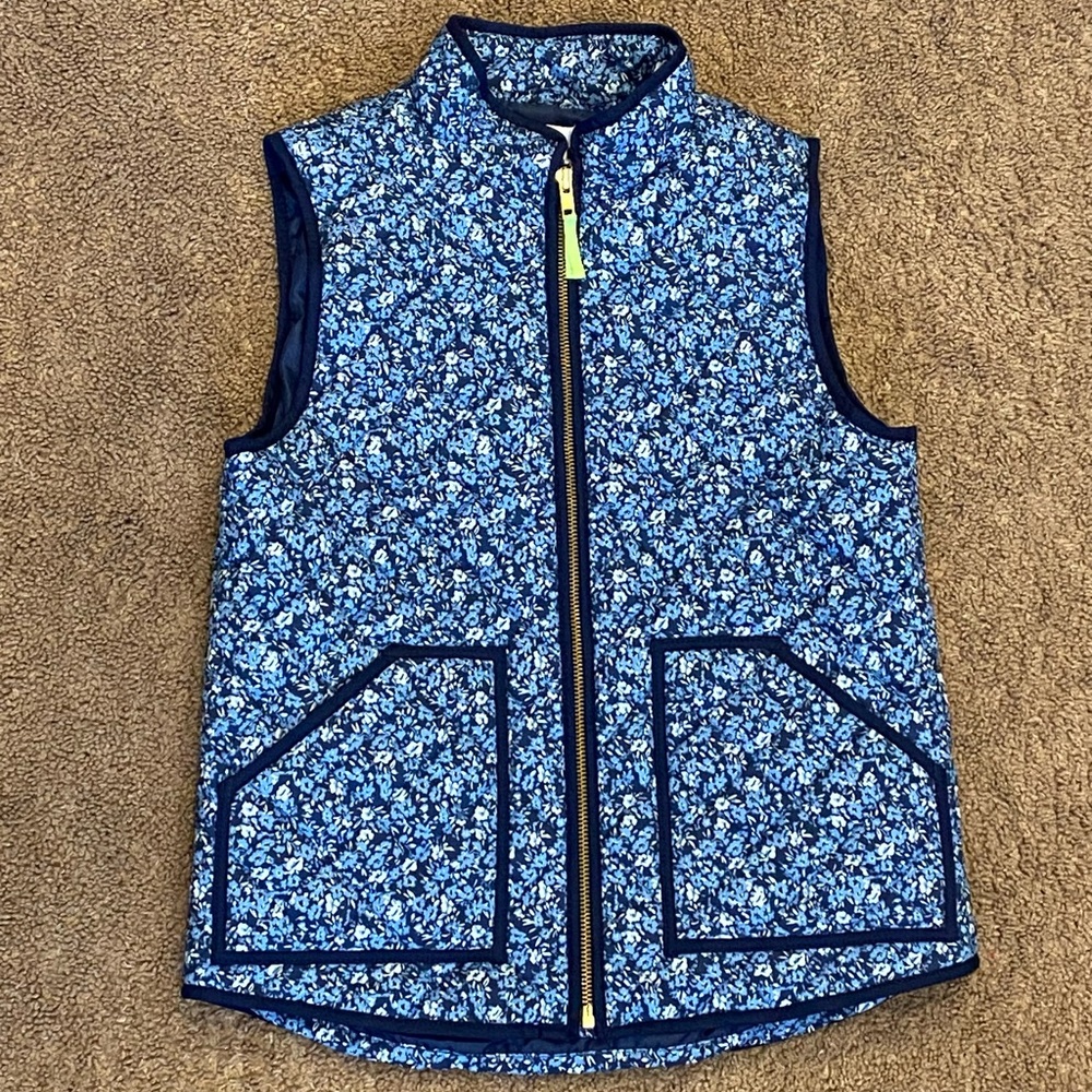 NWOT J.Crew Crewcuts Blue Floral Quilted Vest